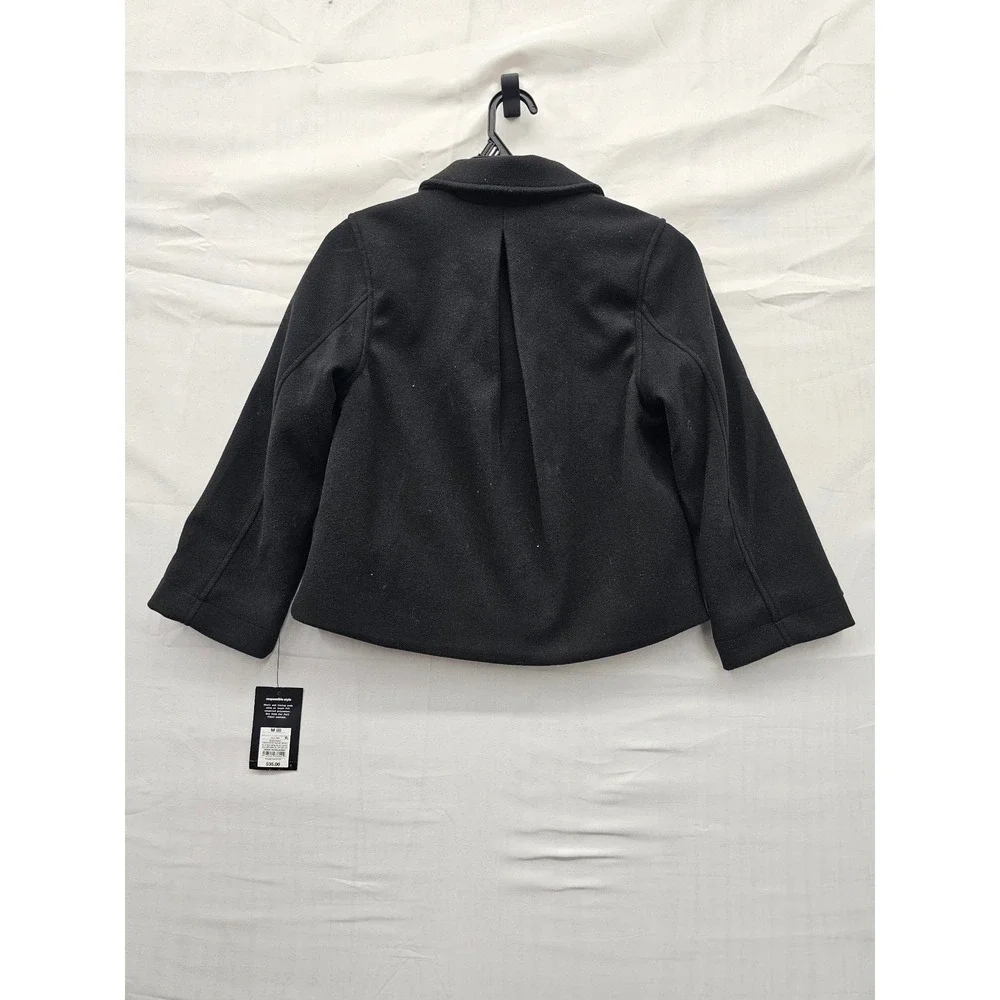 Art Class Girls Double Breasted Pea Coat Black Polyester Blend Casual Size M